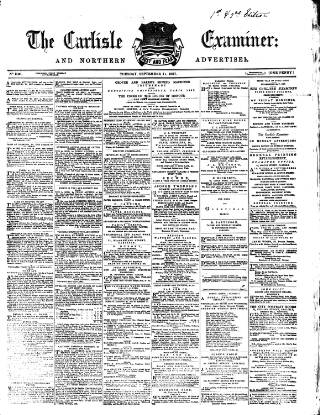 cover page of Carlisle Examiner and North Western Advertiser published on September 17, 1867