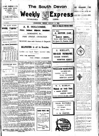 cover page of South Devon Weekly Express published on August 2, 1912