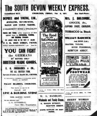cover page of South Devon Weekly Express published on May 4, 1917