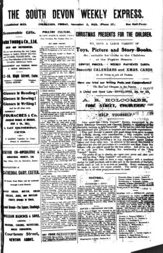 cover page of South Devon Weekly Express published on November 2, 1928