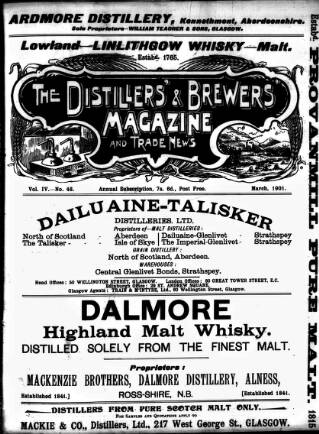 cover page of Distillers', Brewers', and Spirit Merchants' Magazine published on March 1, 1901