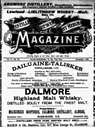 cover page of Distillers', Brewers', and Spirit Merchants' Magazine published on November 1, 1901