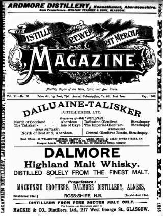 cover page of Distillers', Brewers', and Spirit Merchants' Magazine published on May 1, 1902