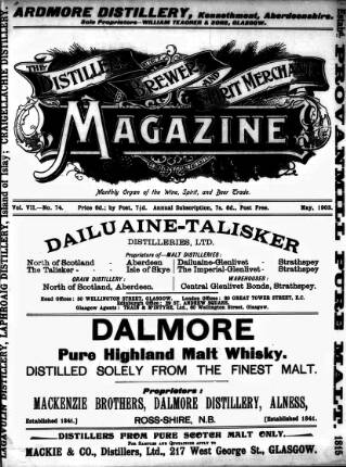 cover page of Distillers', Brewers', and Spirit Merchants' Magazine published on May 1, 1903