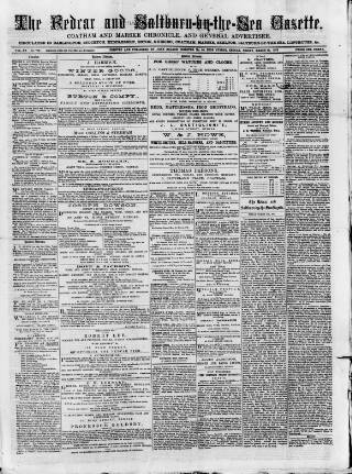 cover page of Redcar and Saltburn-by-the-Sea Gazette published on March 19, 1875