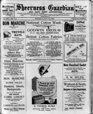 cover page of Sheerness Guardian and East Kent Advertiser published on May 2, 1931