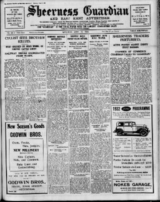 cover page of Sheerness Guardian and East Kent Advertiser published on June 18, 1932