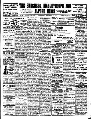 cover page of Skegness News published on November 2, 1910