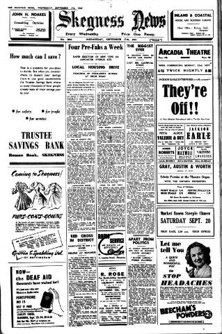 cover page of Skegness News published on September 17, 1947