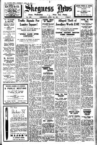 cover page of Skegness News published on April 4, 1951