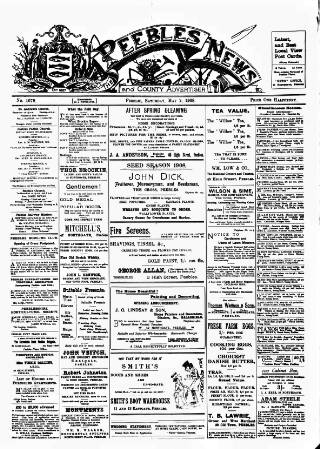 cover page of Peebles News published on May 2, 1908