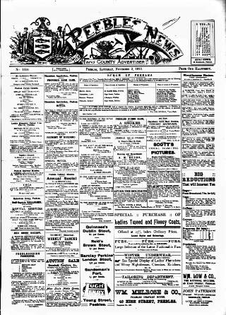 cover page of Peebles News published on November 2, 1912