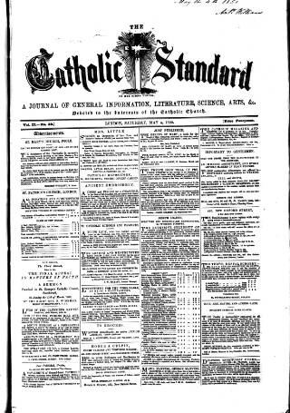 cover page of Weekly Register and Catholic Standard published on May 4, 1850