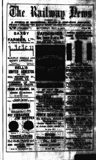 cover page of Railway News published on May 4, 1912