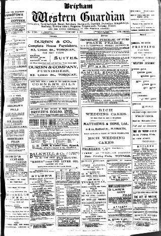 cover page of Brixham Western Guardian published on February 2, 1905
