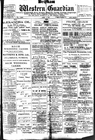 cover page of Brixham Western Guardian published on April 5, 1906