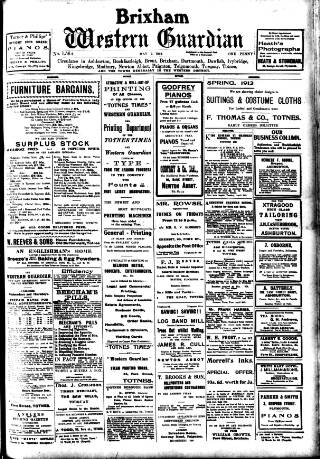 cover page of Brixham Western Guardian published on May 2, 1912