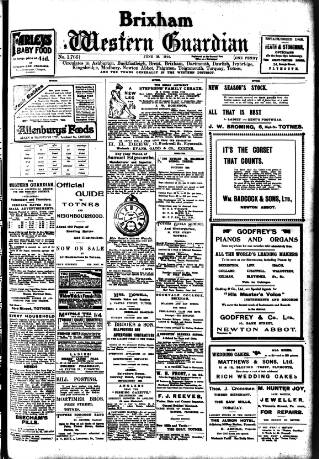 cover page of Brixham Western Guardian published on June 18, 1914