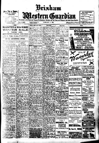 cover page of Brixham Western Guardian published on February 2, 1922
