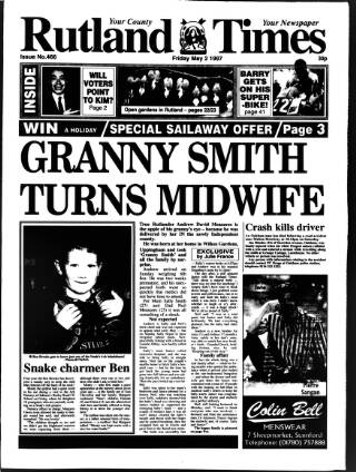 cover page of Rutland Times published on May 2, 1997