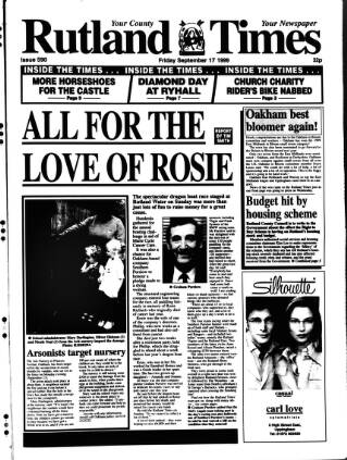 cover page of Rutland Times published on September 17, 1999