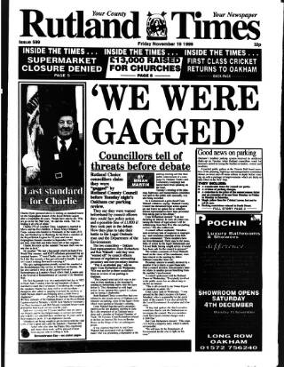 cover page of Rutland Times published on November 19, 1999