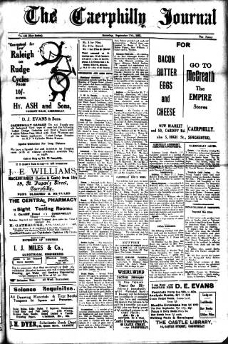 cover page of Caerphilly Journal published on September 17, 1927