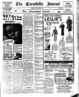 cover page of Caerphilly Journal published on March 19, 1938