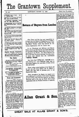 cover page of Grantown Supplement published on March 19, 1898
