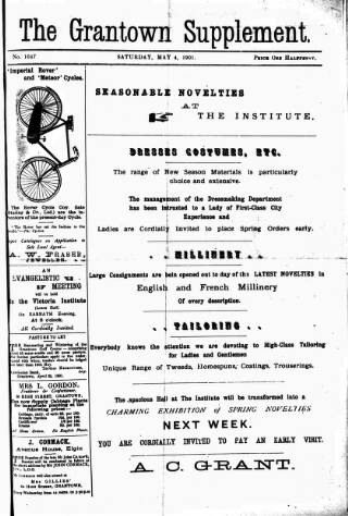 cover page of Grantown Supplement published on May 4, 1901