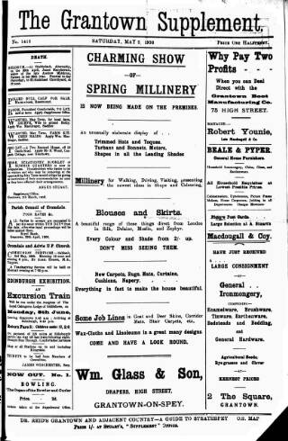 cover page of Grantown Supplement published on May 2, 1908