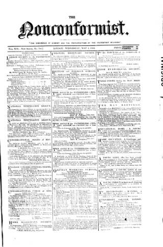 cover page of Nonconformist published on May 4, 1859