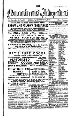 cover page of Nonconformist published on September 17, 1885