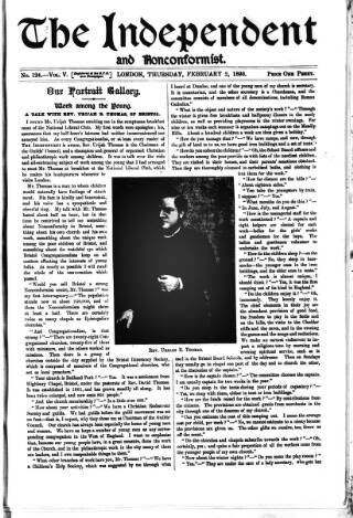 cover page of Nonconformist published on February 2, 1893