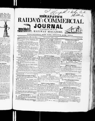 cover page of Herapath's Railway Journal published on May 4, 1850