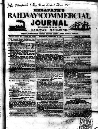 cover page of Herapath's Railway Journal published on February 2, 1861