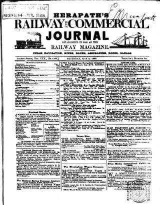 cover page of Herapath's Railway Journal published on May 2, 1868