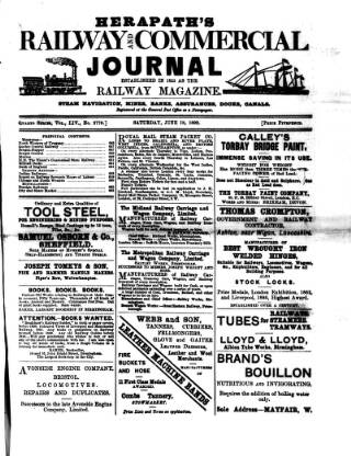 cover page of Herapath's Railway Journal published on June 18, 1892