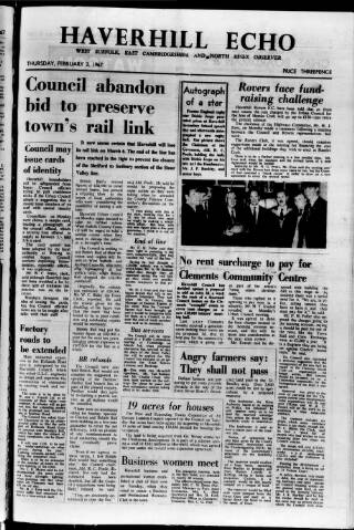cover page of Haverhill Echo published on February 2, 1967