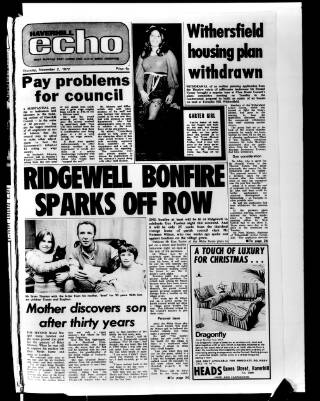 cover page of Haverhill Echo published on November 2, 1972
