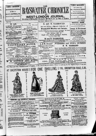 cover page of Bayswater Chronicle published on June 18, 1870