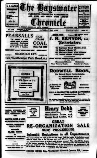 cover page of Bayswater Chronicle published on May 4, 1929