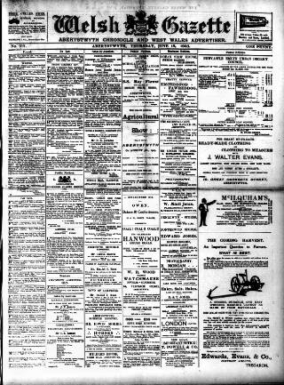 cover page of Welsh Gazette published on June 18, 1903