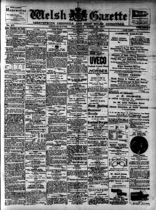 cover page of Welsh Gazette published on April 4, 1907