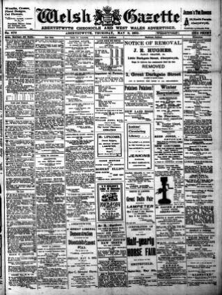 cover page of Welsh Gazette published on May 2, 1912