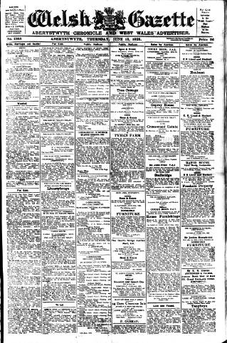 cover page of Welsh Gazette published on June 18, 1925