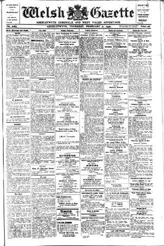 cover page of Welsh Gazette published on February 2, 1939