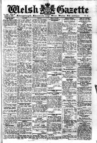 cover page of Welsh Gazette published on August 2, 1945