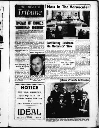 cover page of Munster Tribune published on March 9, 1965