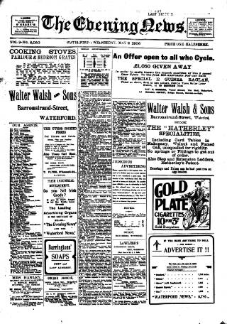 cover page of Evening News (Waterford) published on May 2, 1906